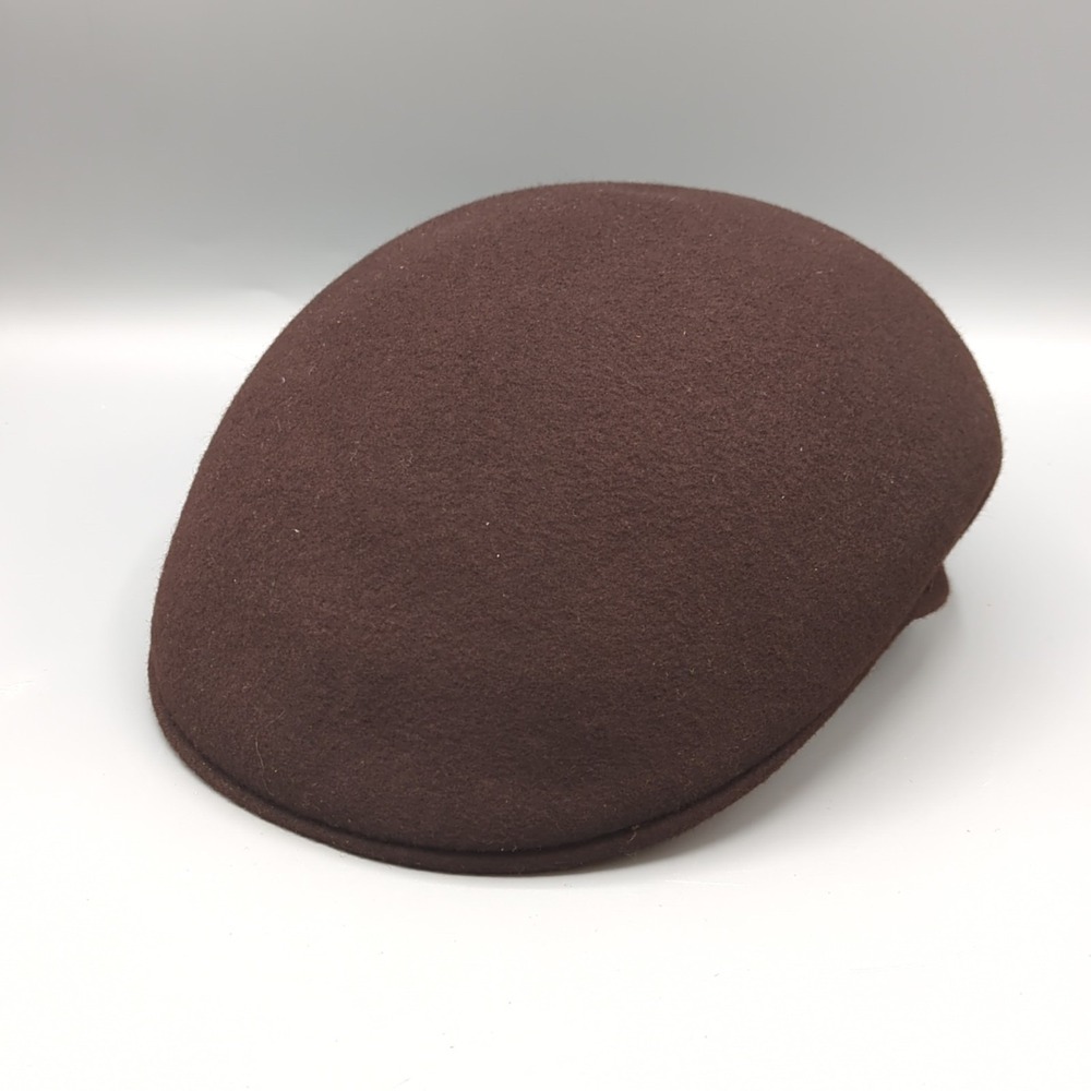 Vintage STETSON Cuffley Cap Dark Brown 100% Wool Felt Cabbie Newsboy Hat Size L